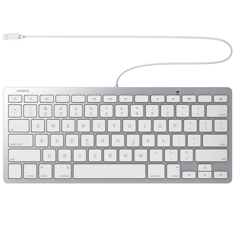 Omars MFI Certified iPad iPhone Plug-n-Go Wired Keyboard 78Keys
