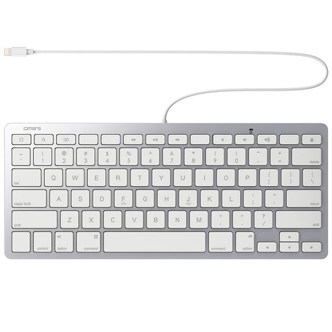 Omars MFI Certified iPad iPhone Plug-n-Go Wired Keyboard 78Keys