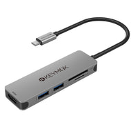 KEYMOX 5 in 1 Aluminum Type-C Hub with HDMI 4K