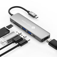 USB C Hub MacBook Pro NOVOO Type C Adapter USB C Dongle, 6 in 1 USB C to HDMI Multiport Adapter