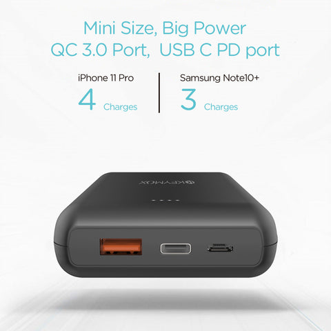 KEYMOX Portable Charger 20000mAh Quick Charge 3.0 Technology and 18W USB-C Power Delivery High-Capacity External Battery Pack