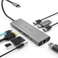 USB C Hub Ethernet 9 in 1, KEYMOX Multiport Adapter with 1Gbps Ethernet Lan, 4K HDMI, PD USB C Charging, 3xUSB 3.0, 3.5mm Audio Jack, SD/TF Card Reader Compatible for MacBook Pro Air&Type C Windows PC