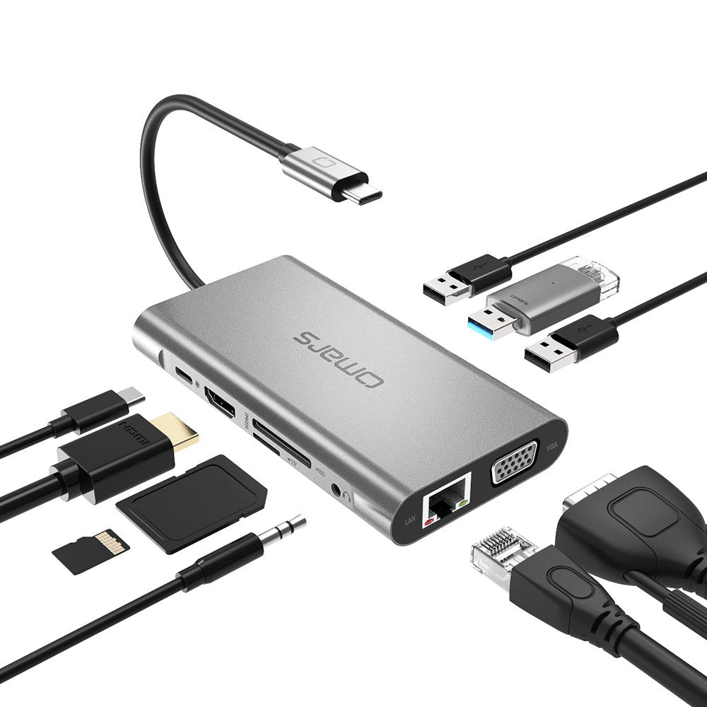 USB C Hub HDMI Adapter Omars 10 in 1 Type C Docking Station with Power Delivery (100W) HDMI 4K