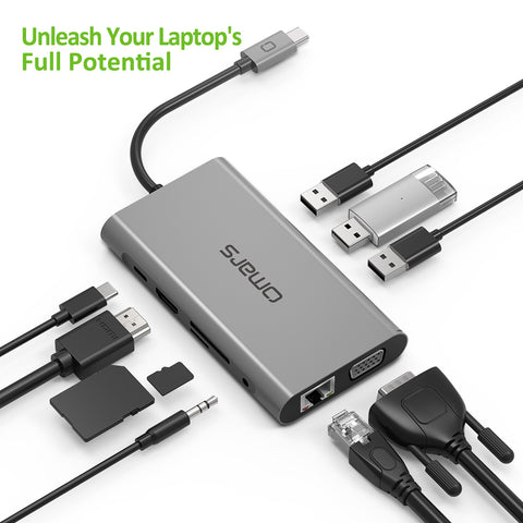 USB C Hub HDMI Adapter Omars 10 in 1 Type C Docking Station with Power Delivery (100W) HDMI 4K