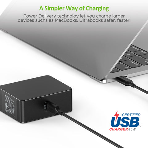 USB C Wall Charger Omars 45W Type-C Power Delivery Fast Charger Adapter with Foldable Plug