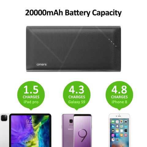 Omars Power Bank Ultra Slim Quick Charge Portable Phone Charger