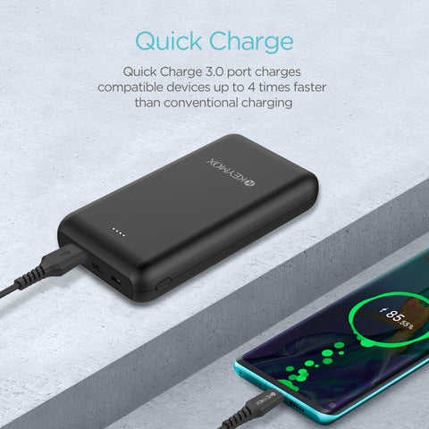 KEYMOX Portable Charger 20000mAh Quick Charge 3.0 Technology and 18W USB-C Power Delivery High-Capacity External Battery Pack