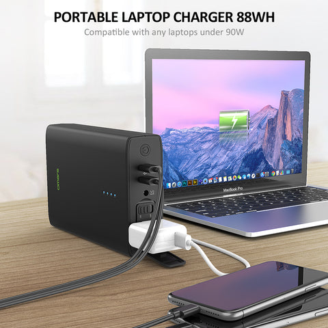 AC Outlet Portable Laptop Charger, Omars 88Wh/24000mAh 80W AC Power Bank with AC Plug