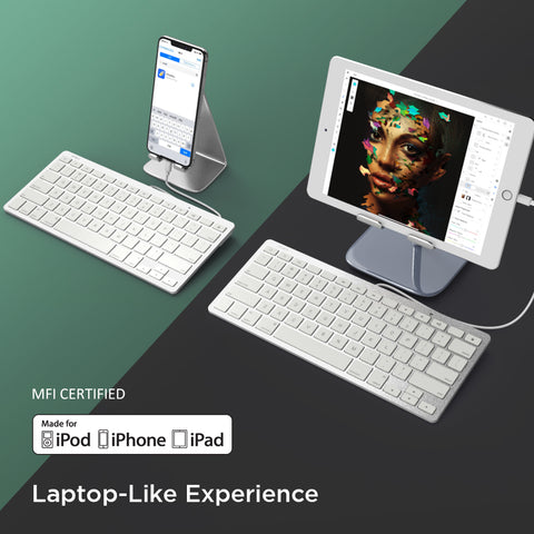 Omars MFI Certified iPad iPhone Plug-n-Go Wired Keyboard 78Keys