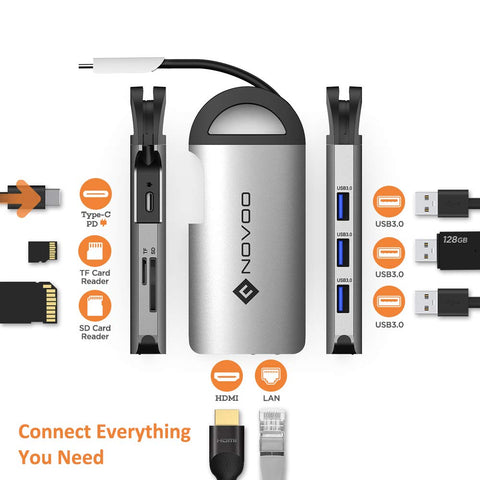 Novoo 8 in 1 MacBook Adapter PD 100W Power Delivery