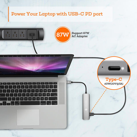 USB C Hub MacBook Pro NOVOO Type C Adapter USB C Dongle, 6 in 1 USB C to HDMI Multiport Adapter