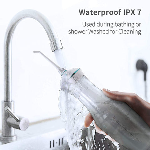 WIE Water Flosser for Teeth with Detachable Transparent Water Tank 280ML, 4 Modes Cordless Dental Oral Irrigator IPX7 Waterproof Professional Water Flosser