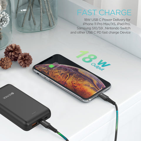 KEYMOX Portable Charger 20000mAh Quick Charge 3.0 Technology and 18W USB-C Power Delivery High-Capacity External Battery Pack