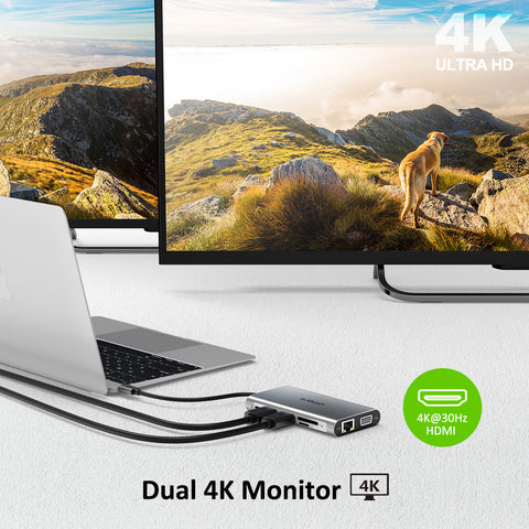 USB C Docking Station Triple Display, Omars 11 in 1 Dual Monitor Adapter