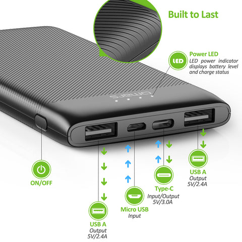 USB C Power Bank Portable Charger 20000mAh Omars External Battery Pack 15W Max Output