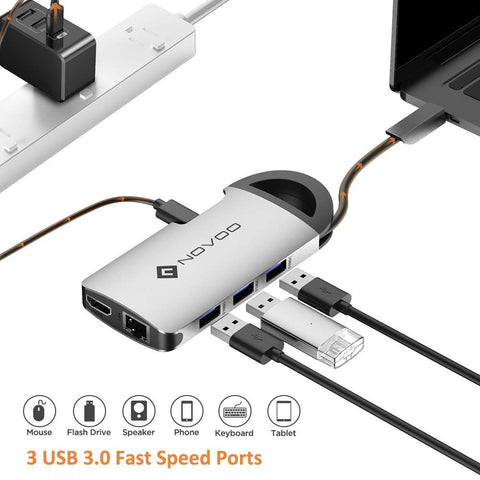 Novoo 8 in 1 MacBook Adapter PD 100W Power Delivery