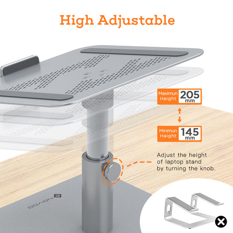 Laptop Stand MacBook Pro, NOVOO 360° Rotating, Angle&Height Adjustable Laptop Holder Ergonomics Computer Stand