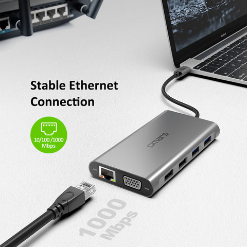 USB C Docking Station Triple Display, Omars 11 in 1 Dual Monitor Adapter