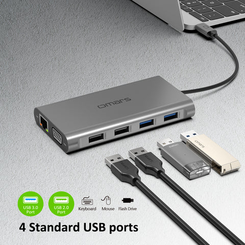 USB C Docking Station Triple Display, Omars 11 in 1 Dual Monitor Adapter