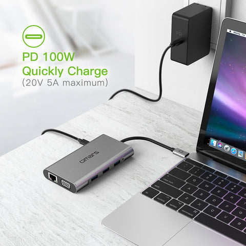 USB C Hub HDMI Adapter Omars 10 in 1 Type C Docking Station with Power Delivery (100W) HDMI 4K