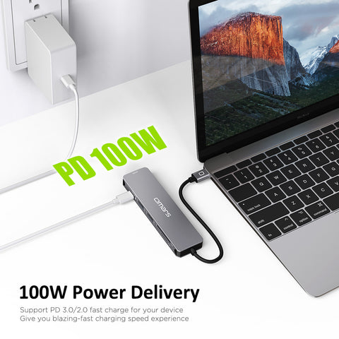 USB C Hub HDMI, USB C Dongle MacBook Pro Adapters with 100W PD, Omars 6 in 1 USB C Adapter