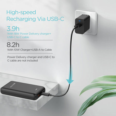 KEYMOX Portable Charger 20000mAh Quick Charge 3.0 Technology and 18W USB-C Power Delivery High-Capacity External Battery Pack
