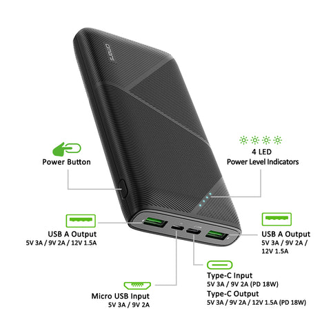 Omars Power Bank Ultra Slim Quick Charge Portable Phone Charger