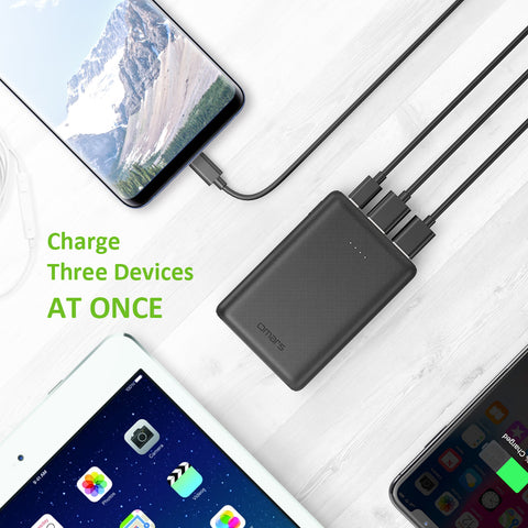 Omars Power Bank 10000mAh Portable Charger USB C & 2 USB A Ports Compact Battery Pack