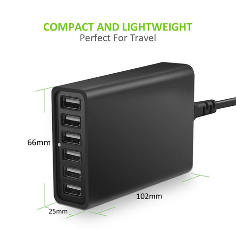 USB Charger, Omars 60W 6-Port USB Wall Charger, USB Desktop Charger Charging Station