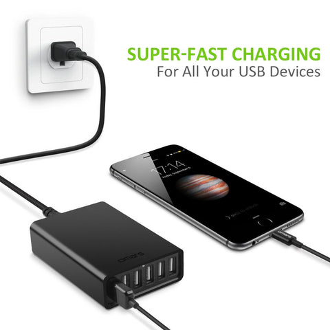 USB Charger, Omars 60W 6-Port USB Wall Charger, USB Desktop Charger Charging Station