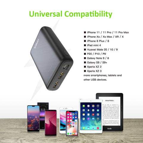 Omars Power Bank 10000mAh Portable Charger USB C & 2 USB A Ports Compact Battery Pack