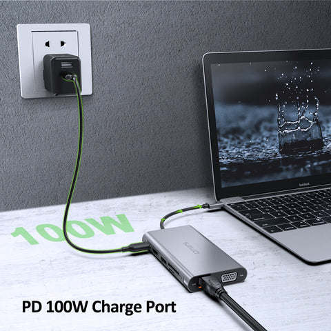 USB C Docking Station Triple Display, Omars 11 in 1 Dual Monitor Adapter