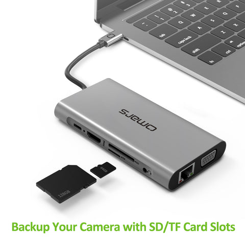 USB C Hub HDMI Adapter Omars 10 in 1 Type C Docking Station with Power Delivery (100W) HDMI 4K