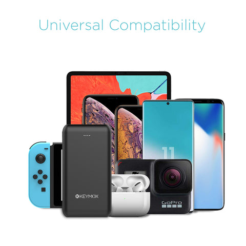 KEYMOX Portable Charger 20000mAh Quick Charge 3.0 Technology and 18W USB-C Power Delivery High-Capacity External Battery Pack