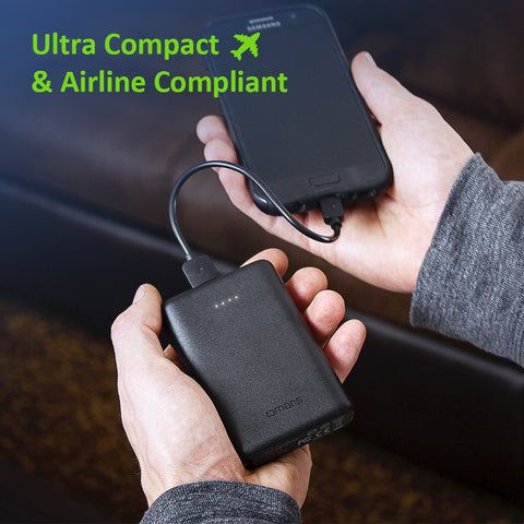 Omars Power Bank 10000mAh Portable Charger USB C & 2 USB A Ports Compact Battery Pack