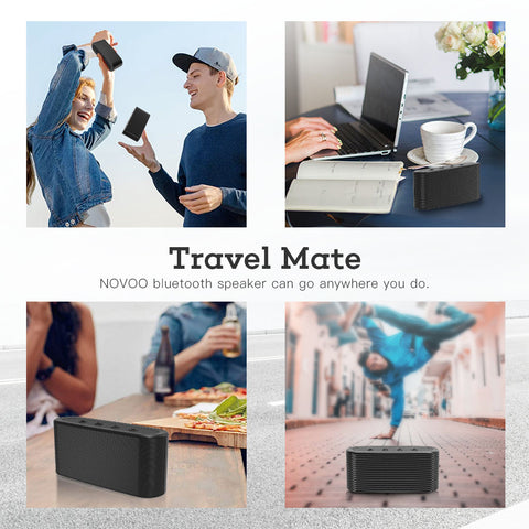 Bluetooth Speaker Portable Wireless NOVOO Bluetooth 5 Speaker Loud Volume, Stereo Sound, Rich Bass, IPX5 Waterproof Speaker