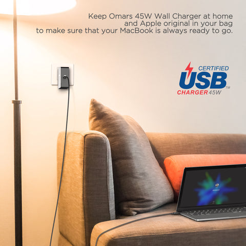USB C Wall Charger Omars 45W Type-C Power Delivery Fast Charger Adapter with Foldable Plug