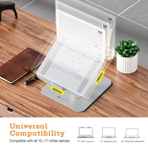 Laptop Stand MacBook Pro, NOVOO 360° Rotating, Angle&Height Adjustable Laptop Holder Ergonomics Computer Stand