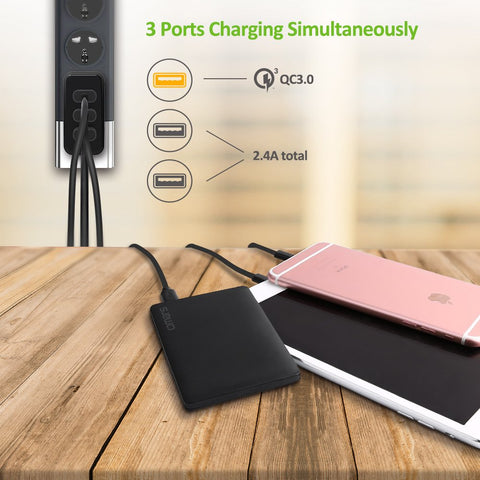 Quick Charge 3.0 Wall Charger, Omars 30W 3-Port USB Power Adapter