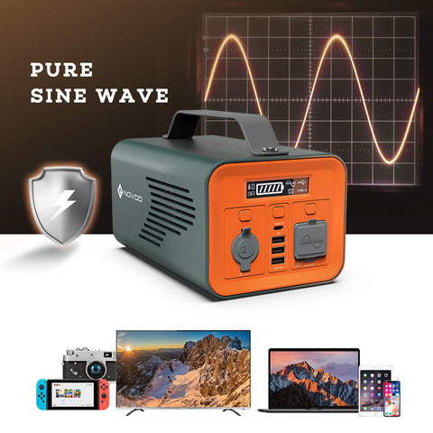 Portable Power Station NOVOO 230Wh 62400mAh Solar Generator Lithium Battery 110V Pure Sine Emergency Power with AC Outlet 12V Car Socket
