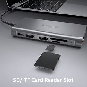 USB C Docking Station Triple Display, Omars 11 in 1 Dual Monitor Adapter