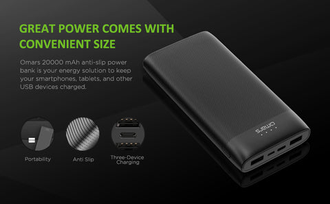 USB C Power Bank Portable Charger 20000mAh Omars External Battery Pack 15W Max Output