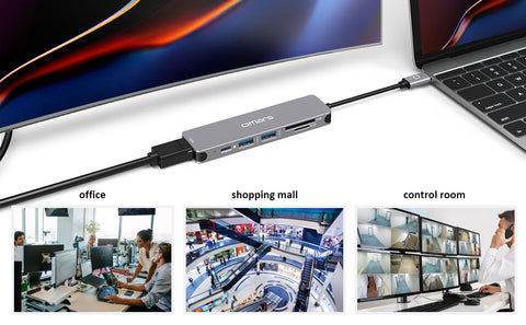 USB C Hub HDMI, USB C Dongle MacBook Pro Adapters with 100W PD, Omars 6 in 1 USB C Adapter