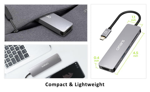 USB C Hub HDMI, USB C Dongle MacBook Pro Adapters with 100W PD, Omars 6 in 1 USB C Adapter
