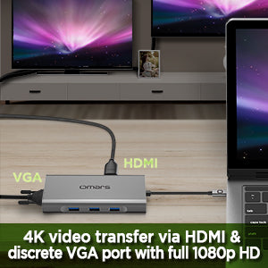 USB C Hub HDMI Adapter Omars 10 in 1 Type C Docking Station with Power Delivery (100W) HDMI 4K